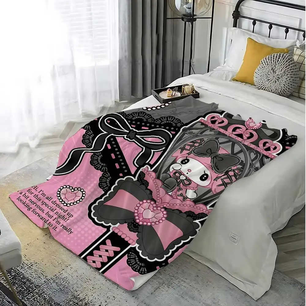 Sanrio Kawaii Magic Melodys Blanket Bed Blankets for Decorative Sofa Fluffy Plaid Home and Decoration Luxury Bedding Throw Knee Soft H251201