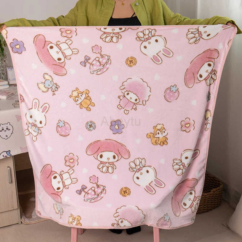Sanrio Cartoon My Melody Warm Blanket Japanese Style Nap Blanket Portable Travel Blanket Pink Comfortable Flannel Blanket Girl H251201