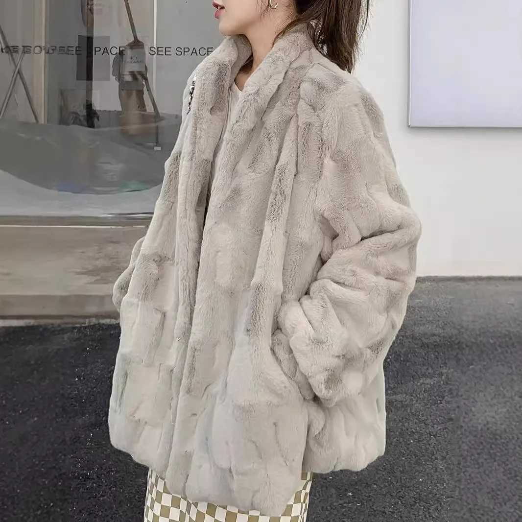 Mid Length Coat Women Faux Fur Coats Jackets Stand Collar Thick Warm Y2k Streetwear Jacket Work Casual Autumn Winter 2025T251201