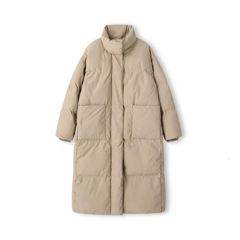 Women Casual Cotton Coat Korean-style Thicken Warm Long Jacket Long Sleeve Loose Parkas Autumn Winter Button Pocket Office CoatT251201