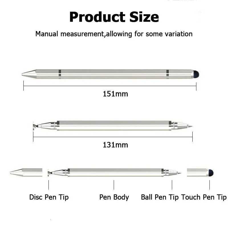 10Pcs Universal Tablet Stylus Pen 3 in 1 Drawing Sn Capacitive Touch Pencil for iPhone Mobile Phone C251201