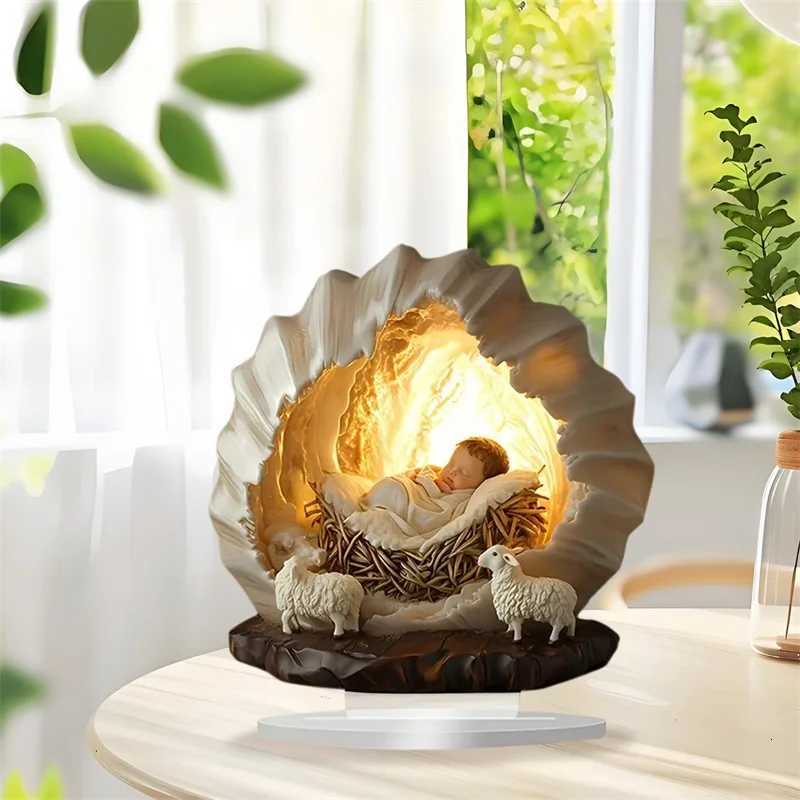 Small Nativity Scene The Birth of Jesus Decor Sleeping Baby Jesus Figurine Table Sign for He H251129