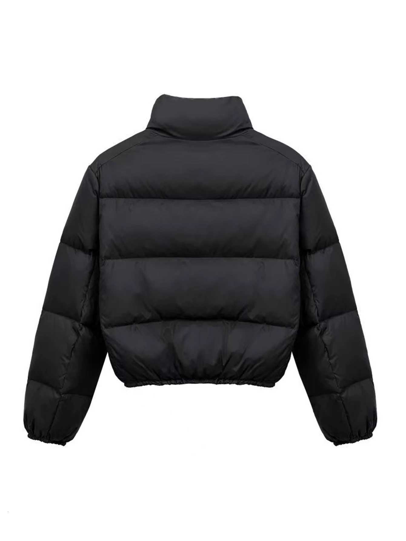 Womens Puffer Cropped Jacket Stand Collar Quilted Fabric Christmas Casual Daily Outfit Winter High Street Fit Warm OuterwearT251201