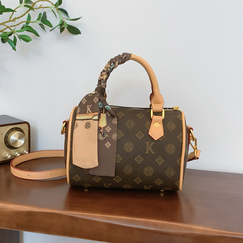 Free Shipping Fall New Letter Print Boston Handbag Senior Feel Retro Shoulder Cross-Body Bag Trend