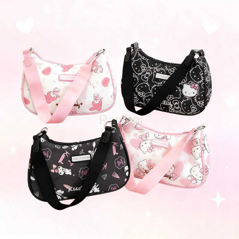 Sanrio Hello Kitty Cute Crossbody Bag Exquisite Cartoon Shoulder Bag High Quality Handbag Kawaii Anime Print Christmas Gift H251201