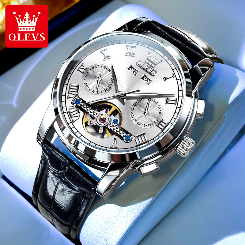 OLEVS Designer Outdoor Men's Sports Luxury Waterproof Fashion Fully Automatic Mechanical Watch Business Skull Classic Luxury Watch Free Shipping 