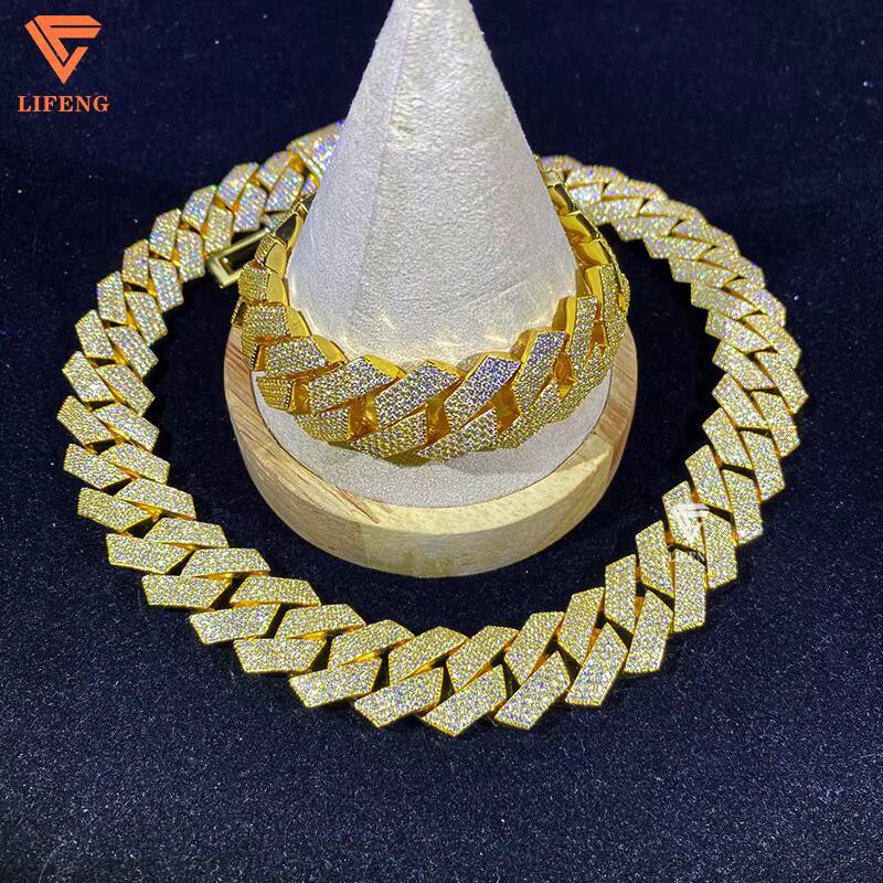 20mm Cuban Moissanite Chain 925 Silver Sterling Iced VVS Miami Cuban Link Necklace for Weddings and Engagements