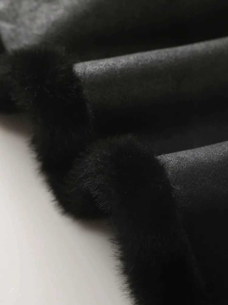 ZMEENNA Womens Elegant Faux Fur Coat Long Sleeve Lapel Collar Winter Warm Outerwear Tie Waist Overcoat Black Classic ZM3358T251201