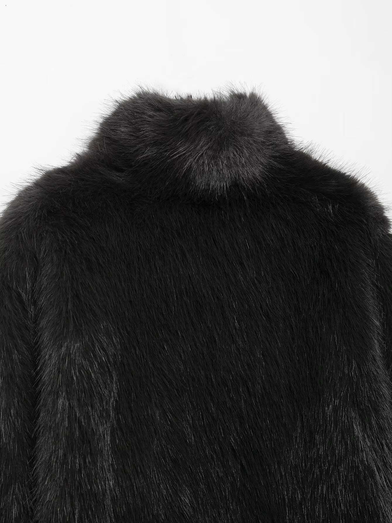 Autumn and winter womens gray stand up collar short furry thick environmentally friendly fur coat versatile short jacketT251201