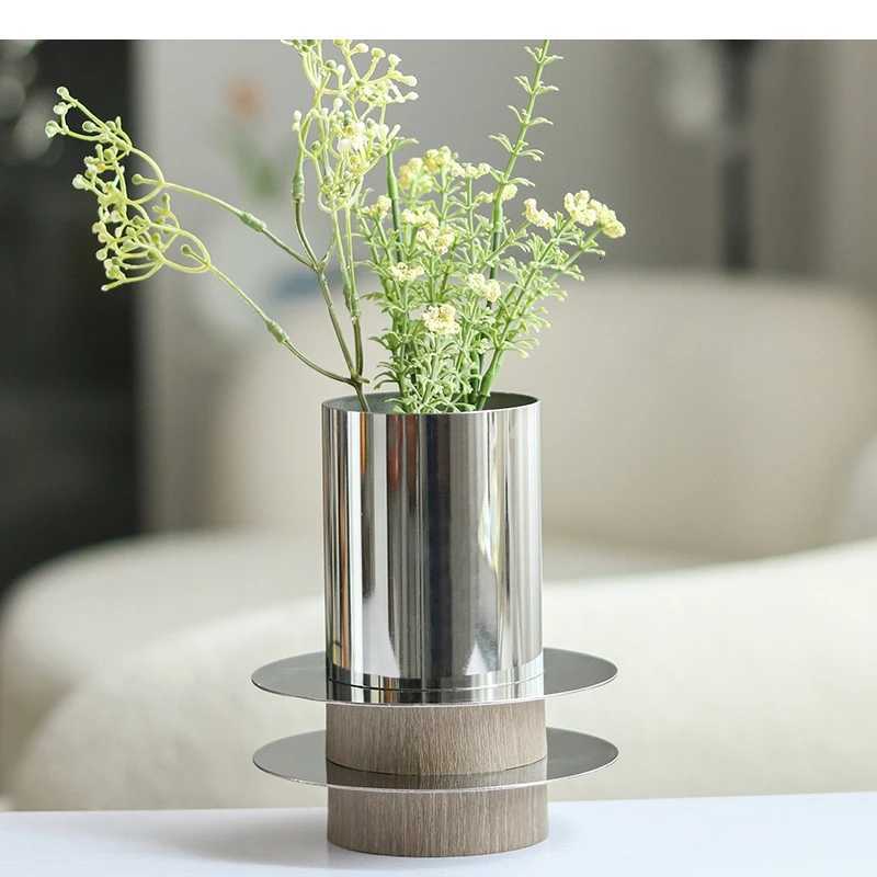 Metal Round Laminated Vase Geetric Arts and Crafts Decoration Floral Arrangement Accessories Flower He Y251201