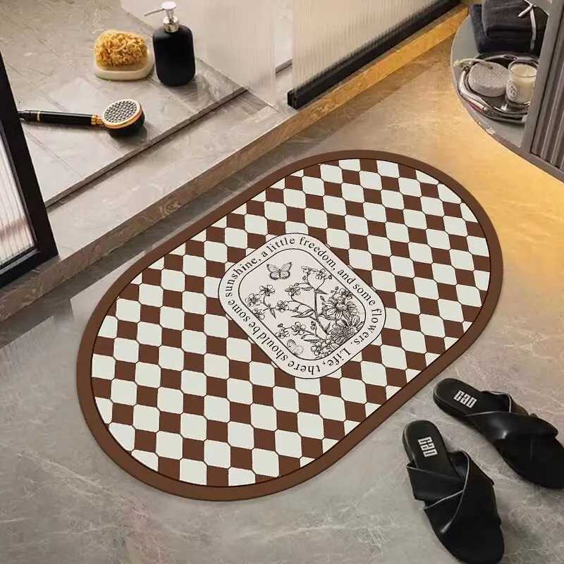 Bathro Cabinet Diat d Door Absorbent Foot Mat Quick Drying Non-slip Floor Mat Toilet Door Mat Carpet H251129