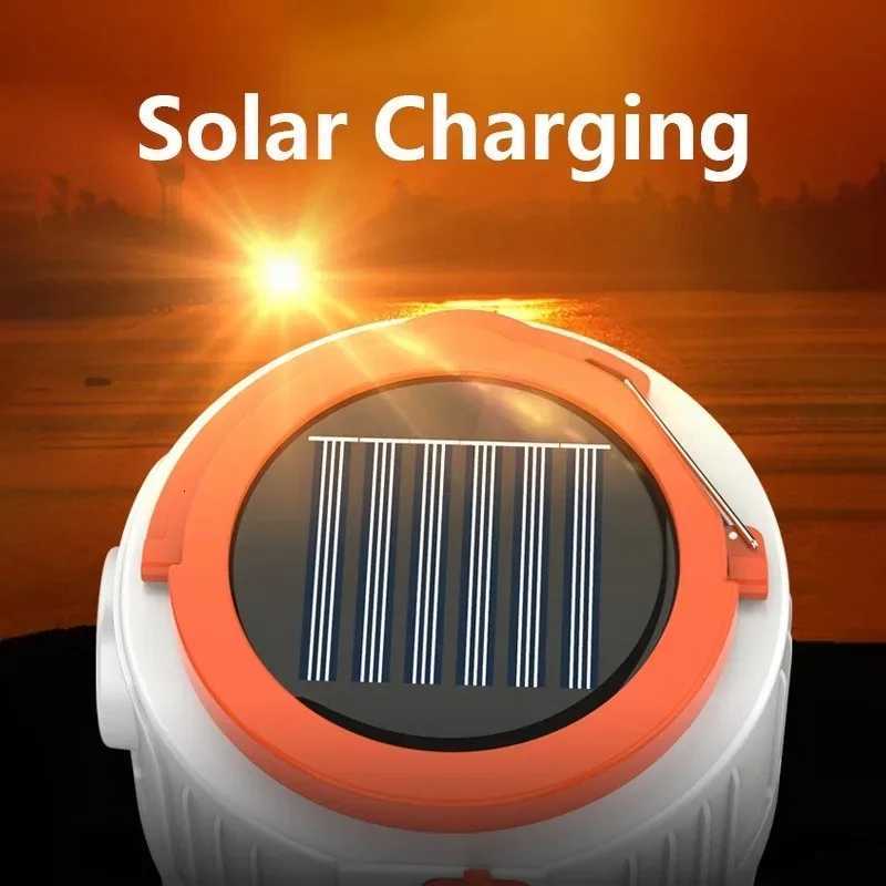 Solar Light Bulb Camping Emergency Light USB Rechargeable Portable Outdoor with 5 Modes for Tent Hiking Power Emergency Outage M251201