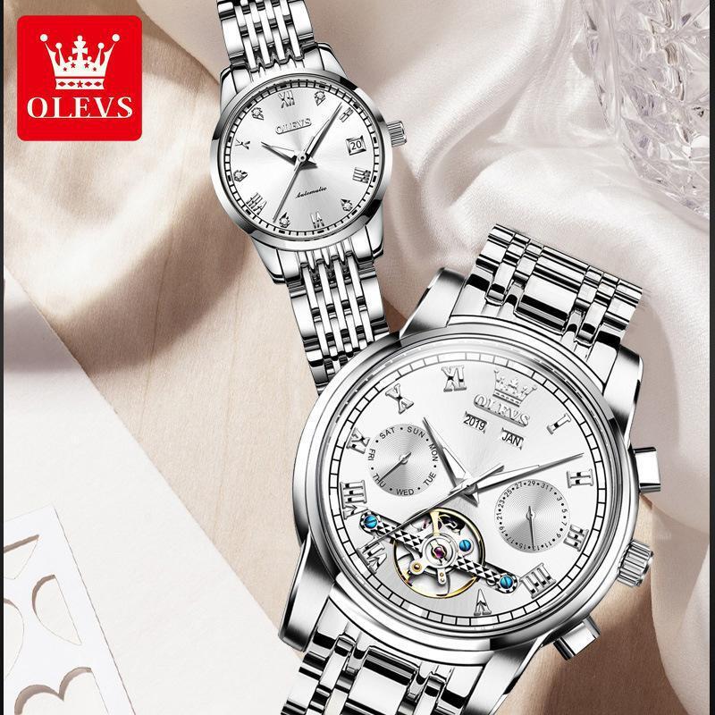 OLEVS Designer Classic Integrated Automatic Mechanical Watch Luxury Outdoor Sports Wedding Couple Watch Hollowed Out Men's And Women's Watch