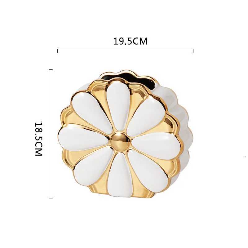 Ceramic Vase Flower Shape Golden Bottle Floral Arrangement Accessories Flower Vase Terrarium He Decoration Accessories Y251201