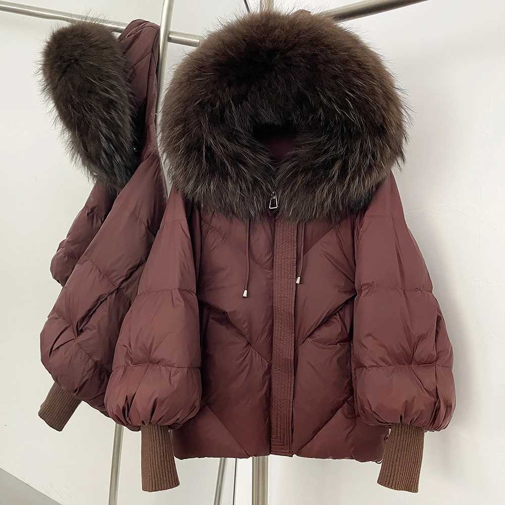 Down Jacket Women Winter Real Fox Fur Raccoon Fur Collar Hooded Duck Down Coat fur Detachable Thick Loose Streetwear OuterwearT251201