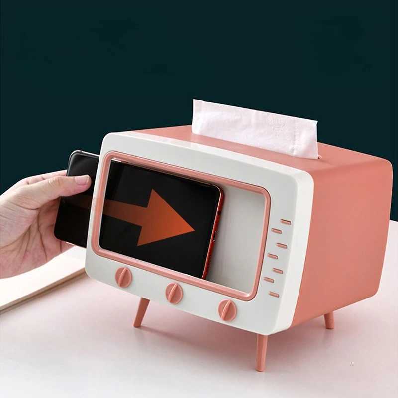 TV Shape Tissue Box Mtifunctional Storage Organizer for Living Ro Bathro Desktop Nordic Style Phone Holder Dispenser H251201