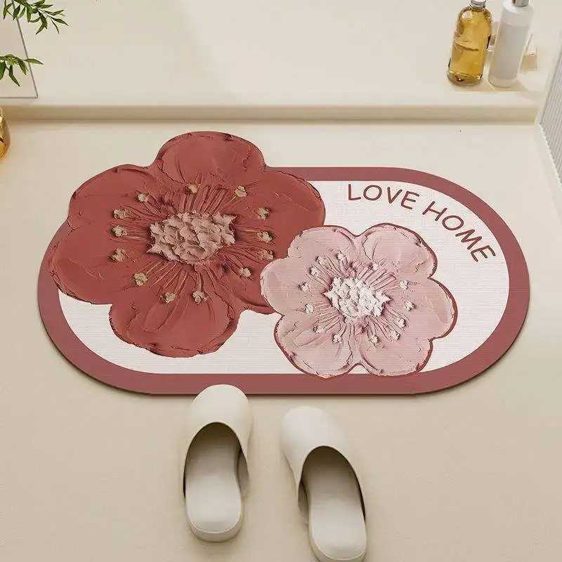 New Soft Diatite Mat Flower Diatoeous Earth Bath Mats Non-slip Bathro Tub Carpet Quick Dry Wen Ro Door Rug Absorbent H251129