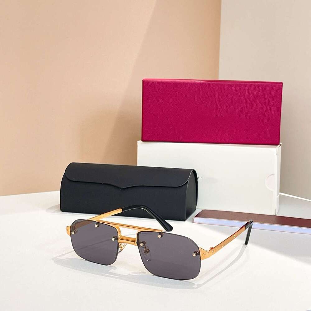 2025 Designer CT0660S Classic Versatile Oval Frameless Double Bridge Sunglasses UV Protection Sunshade Glasses