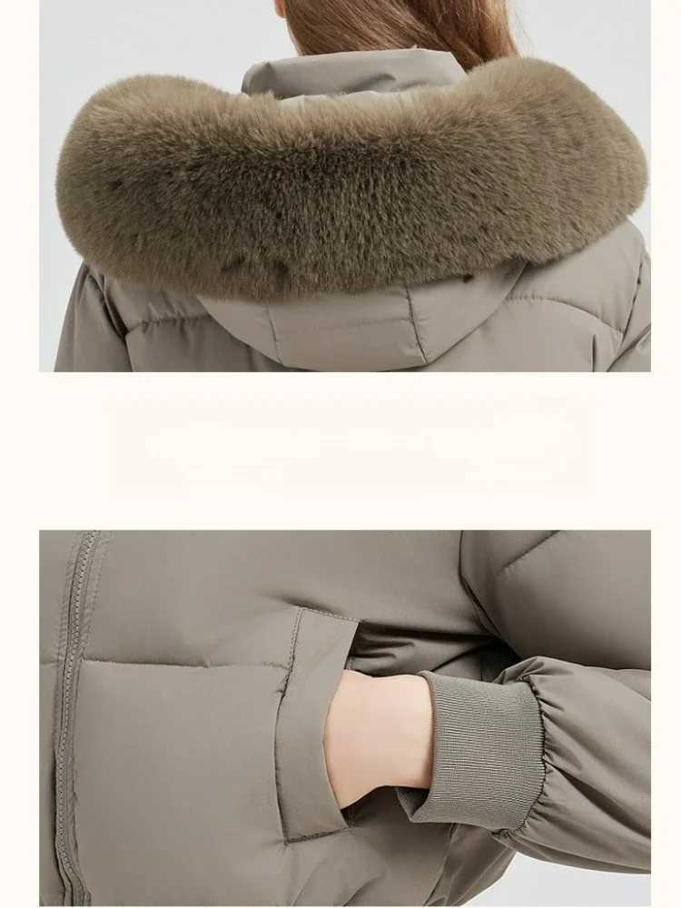 Korean Style Down Cotton Coat 2025 Thicken Short Womens Winter Jacket Casual Warm Fur Hooded Cropped Parkas Chic StreetwearT251201