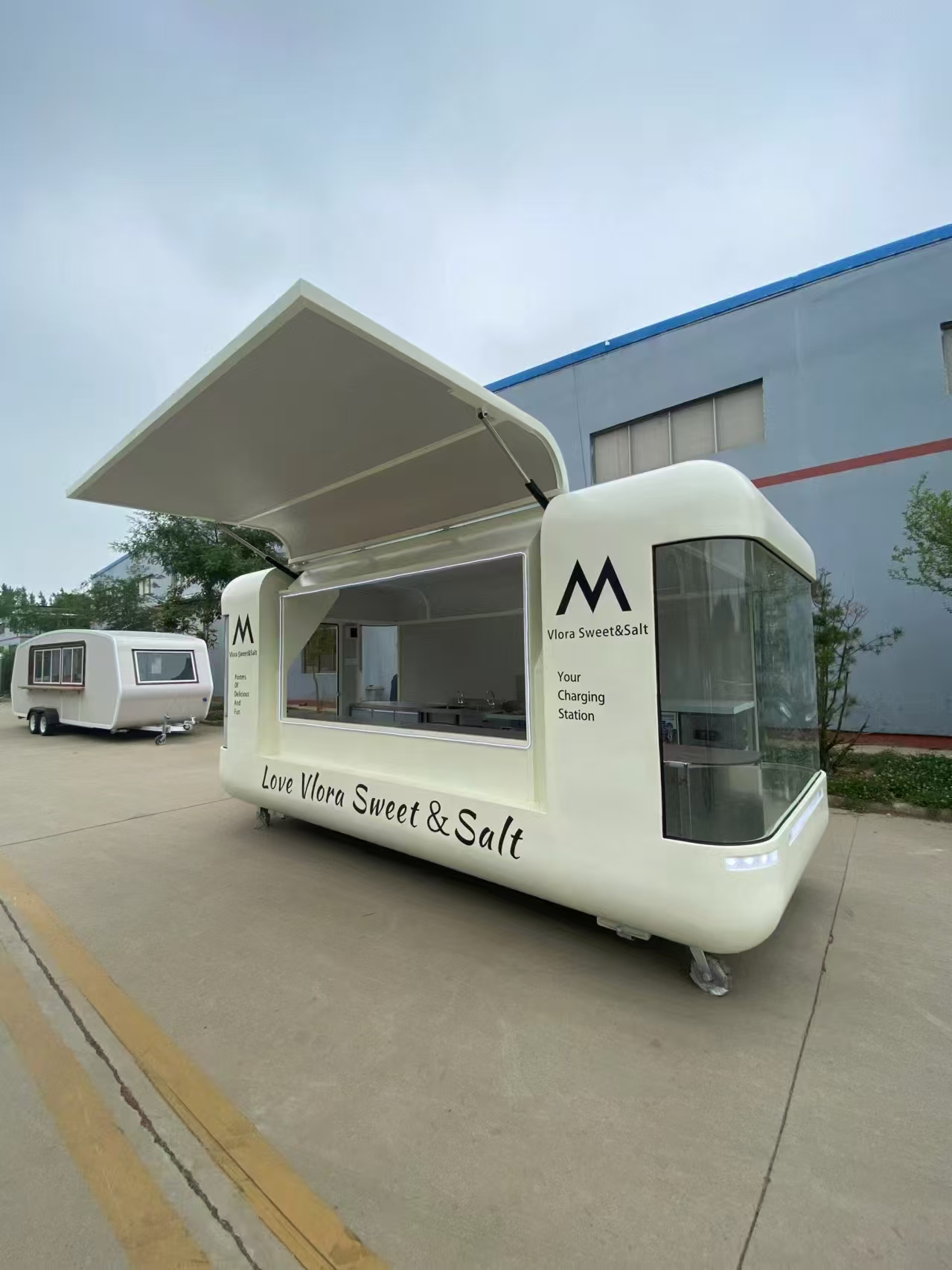 Compact Mobile Food Trailer for Outdoor Events, with Service Counter & Storage