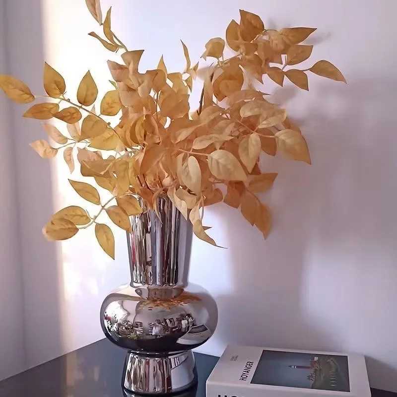 Silver Mirror Flower Vase Geetric Block Silver Plated Ceramic Vase Floral Arrangement Accessories He Decoration Y251201