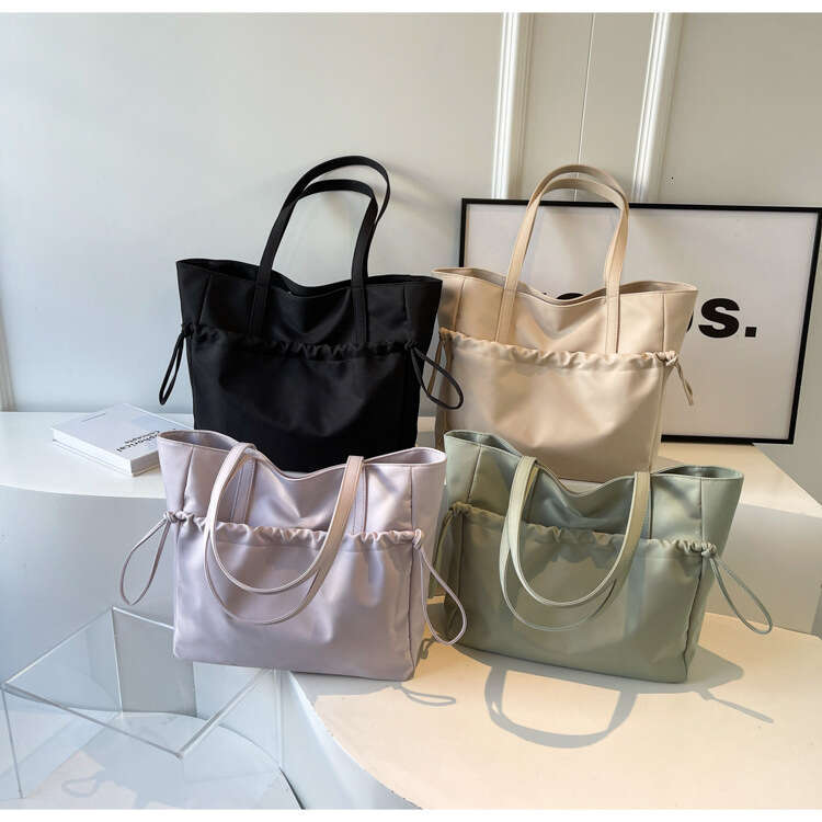 Minimalist for Women, Commuting Large Capacity Shoulder Bag, Student Class Handbag, Drawstring Nylon Tote Bag - view 5