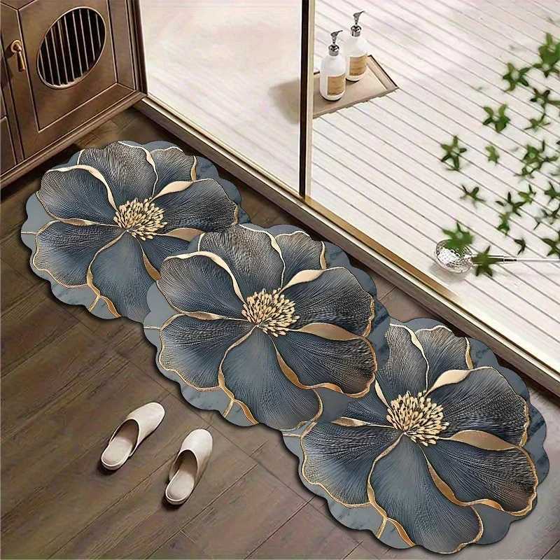 VIKAMA Premium Luxury Flower Shape Carpet Bathro Mat Waterproof Non-slip Kitchen Rug Carpet Door Mat Welce Mat He Decorati H251129