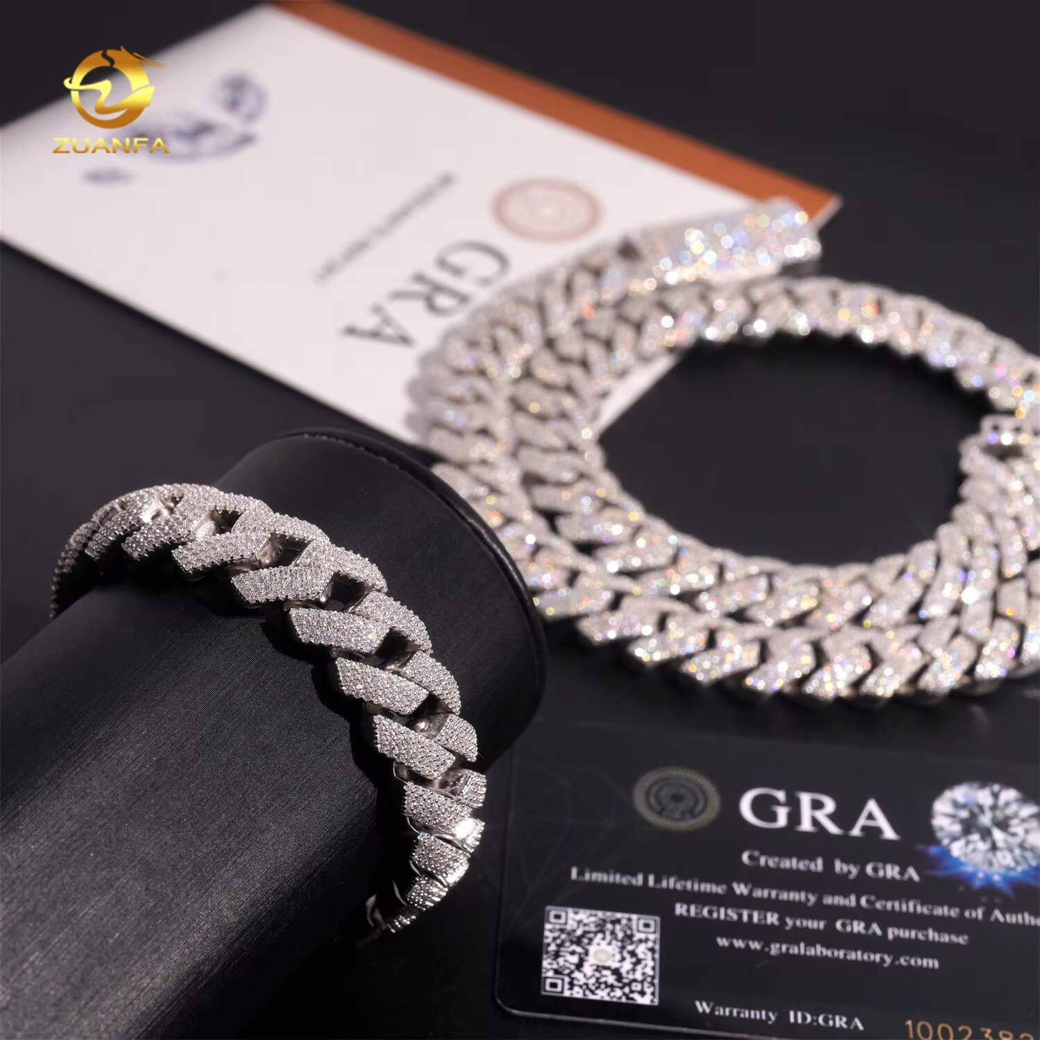 Hip Hop Jewelry Pass Diamond Tester 15mm 4Row Miami Cuban Chain Fully Iced Out Vvs Solid 925 Moissanite Cuban Link