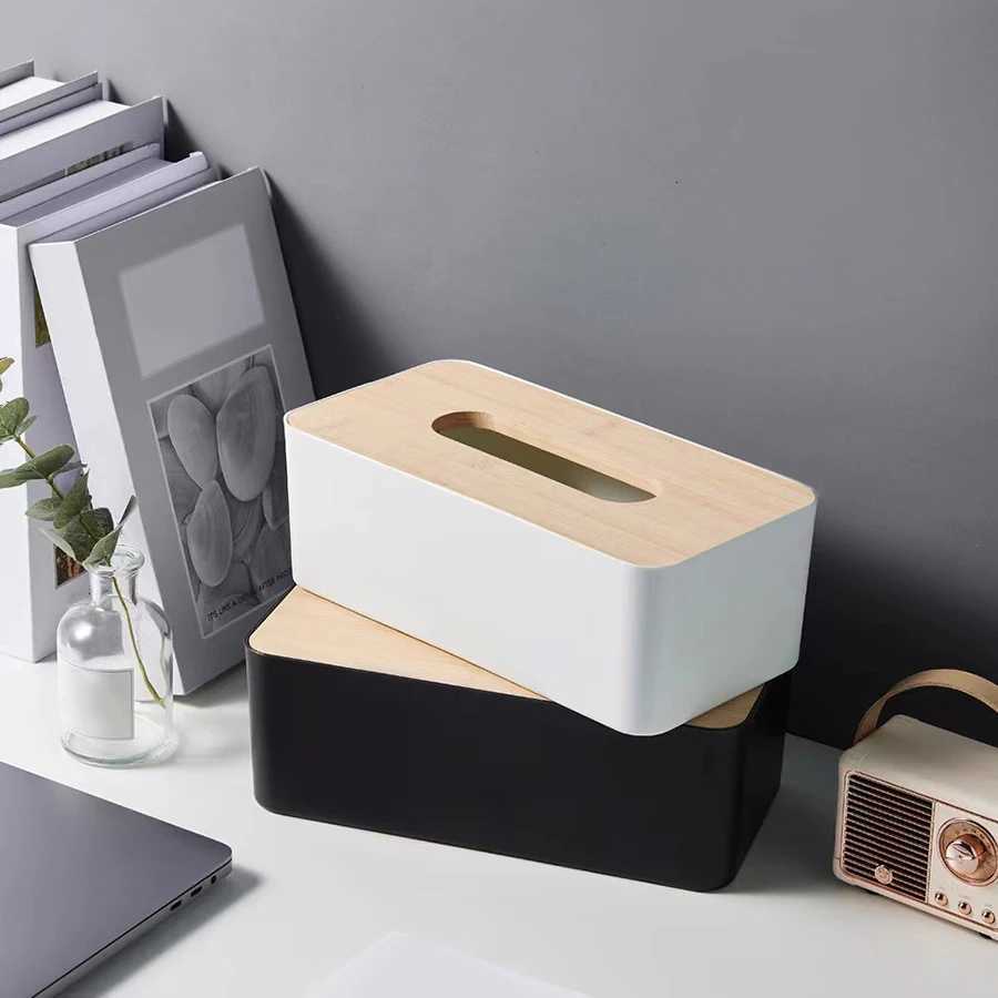 245x13cm Rectangar Imitation Wood Tissue Box Detachable Plastic Tissue Holder Dispenser for Bathro Living Ro Off H251201
