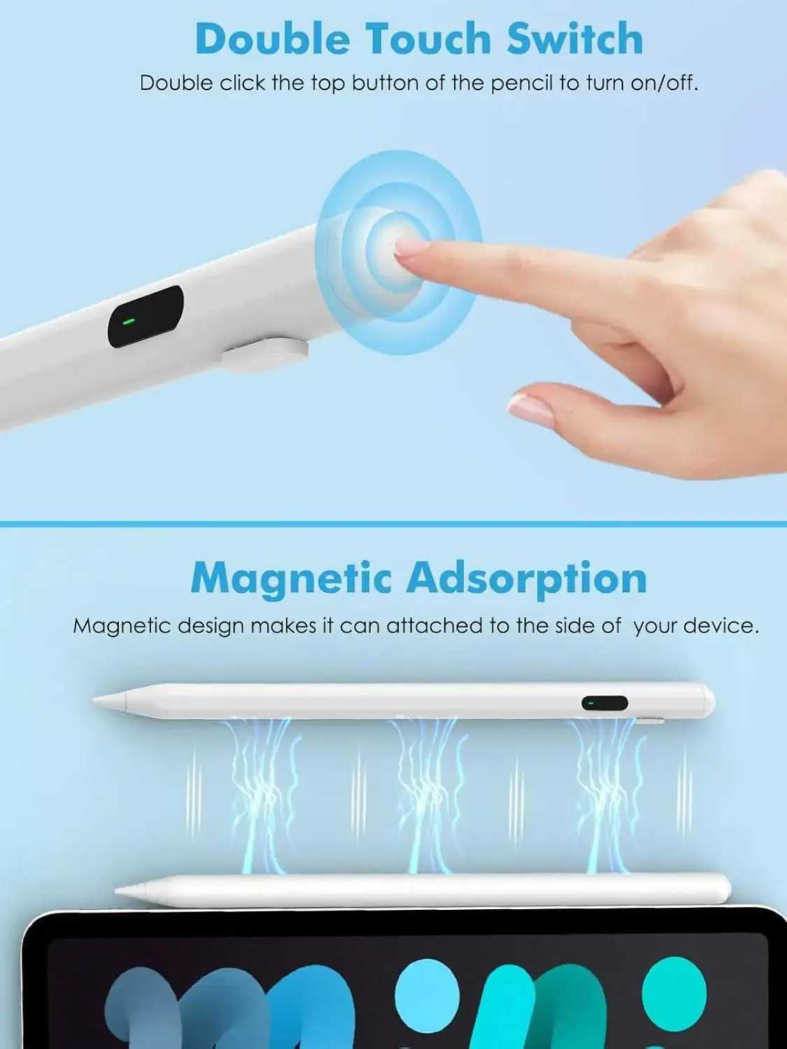 Stylus Pen for Pencil LED Power Indicators Palm Rejection Touch Pencil for IPad Fr 2018 to 2025 Years C251201