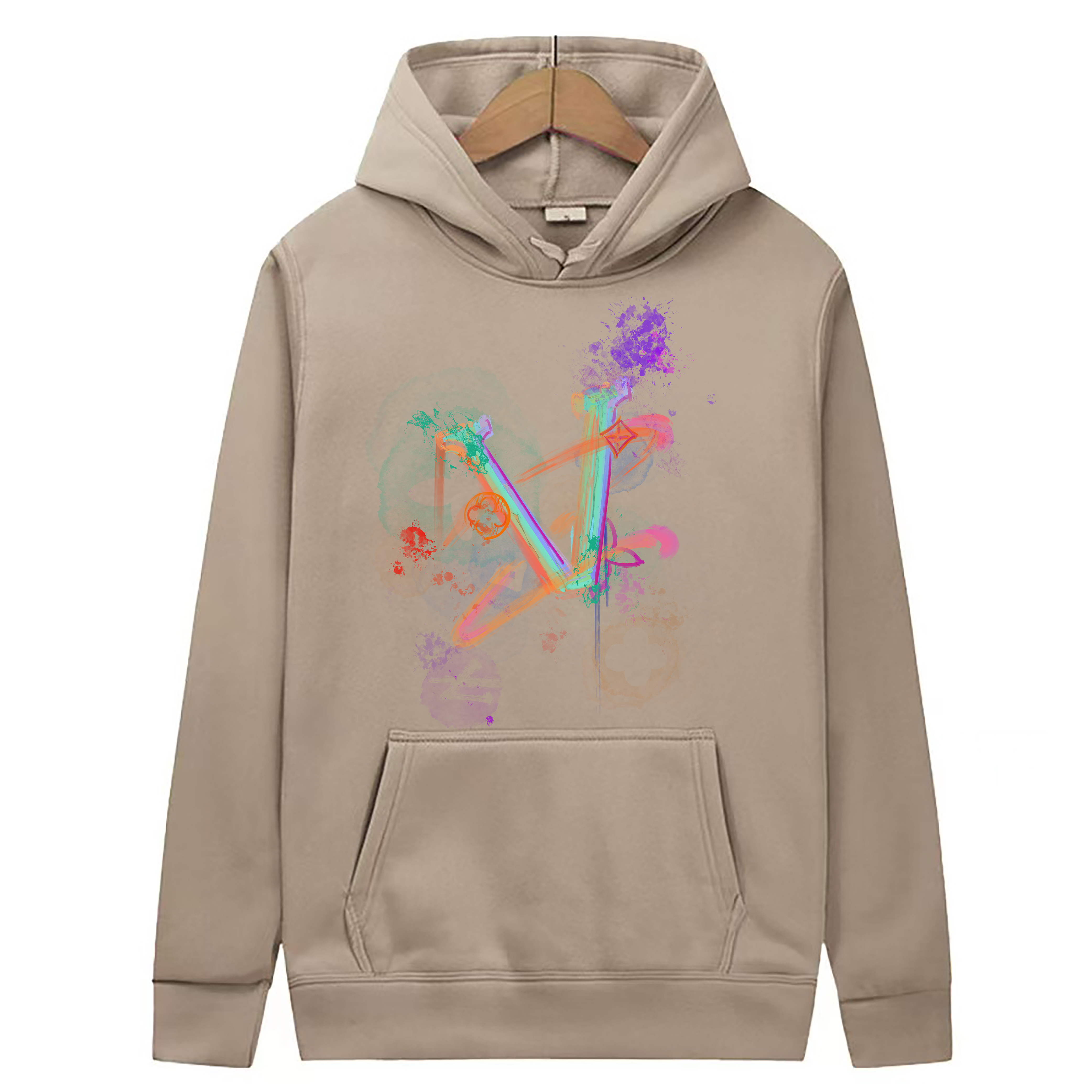 Men's Hoodies Women's Fleece Sweatshirt Solid Color Letter Print Loose Casual Drawstring Hoodie Comfortable Trendy Hooded