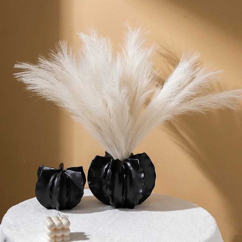 Plain Fired Ceramic Vase Petal Shape Geetric Irregarity Bud Flower Vase Ceramic Handicraft He Decoration Accessories Y251201