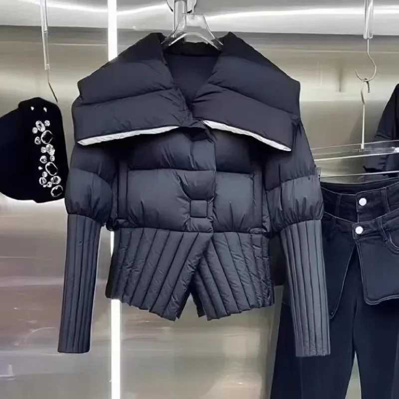 Cotton-padded Jacket for Women Age-reducing Lapel Cotton-padded Jacket Versatile Temperament Gentle Outer Wear Small FragranceT251201