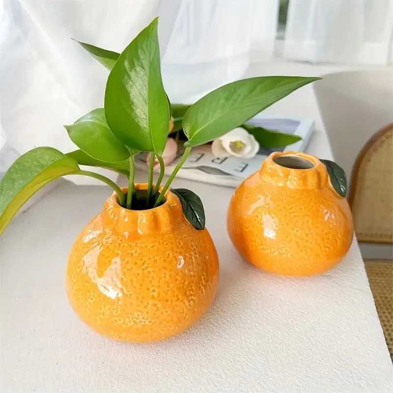 1pc Fashion Orange Design Ceramic Vase Suitable For Hydroponics - Perfect Cho For Living Ro And Off Decoration Y251201