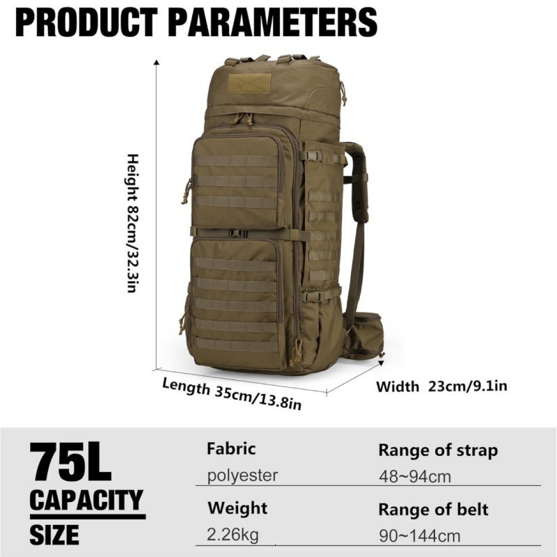 Ship from U.S. Military Internal Frame Backpack for HikingCampingHuntingRucksack Backpack with Rain Cover 250305FBB