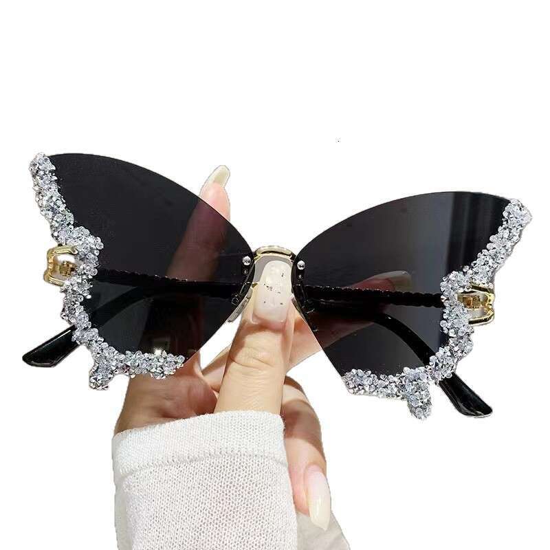 New Cross-Border Butterfly Frame Personality Trend Diamond-Studded Street Fashion UV Protection Sunglasses for Women