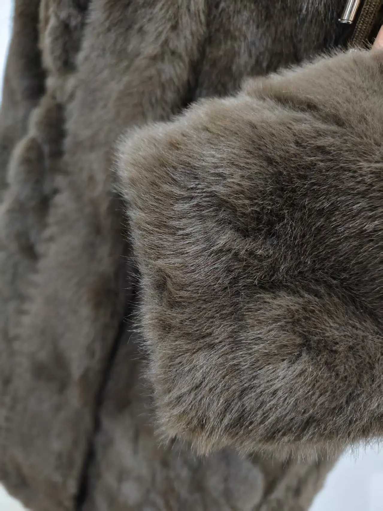 Womens Winter Small Stand Collar Waist Warm Imitation Fur JacketT251201