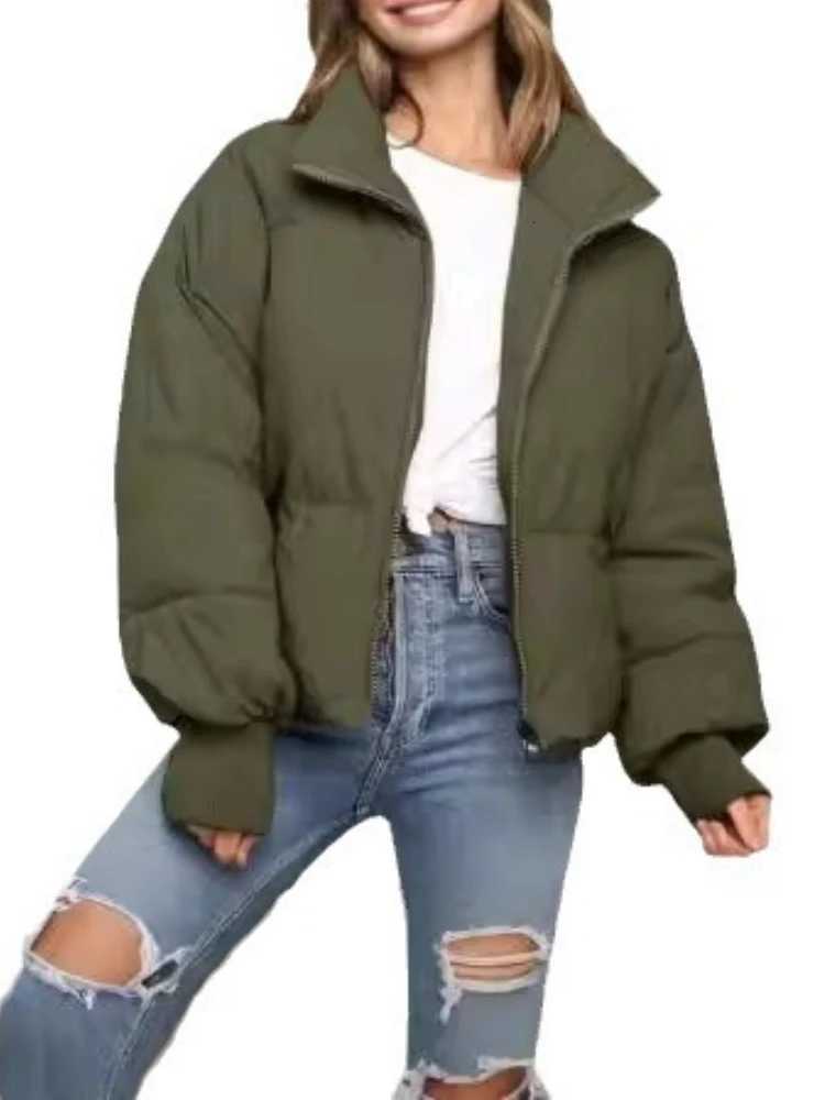 New Winter Thickened Cotton Coat Jacket for Women Trendy Versatile Student Korean Style Loose Fit Padded Jacket Short StatureT251201