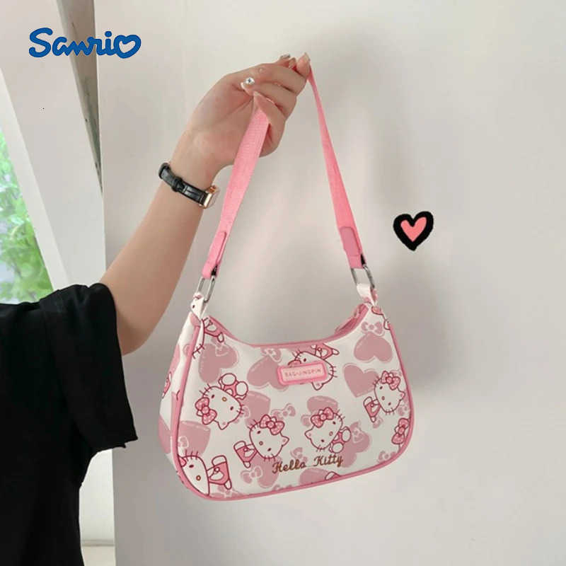 Sanrio Hello Kitty Underarm Bag for Women Y2K Kuromi Mymelody Messenger Tote Bag Cute Girls Shoulder Bag Purses Handbag H251201