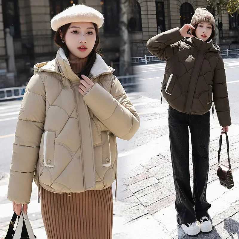 Loose Fit ort Puffer Jaet Womens Cotton down Jaet Thiened Bread Sle Coat Korean Version Large Size Stand CollarT251201
