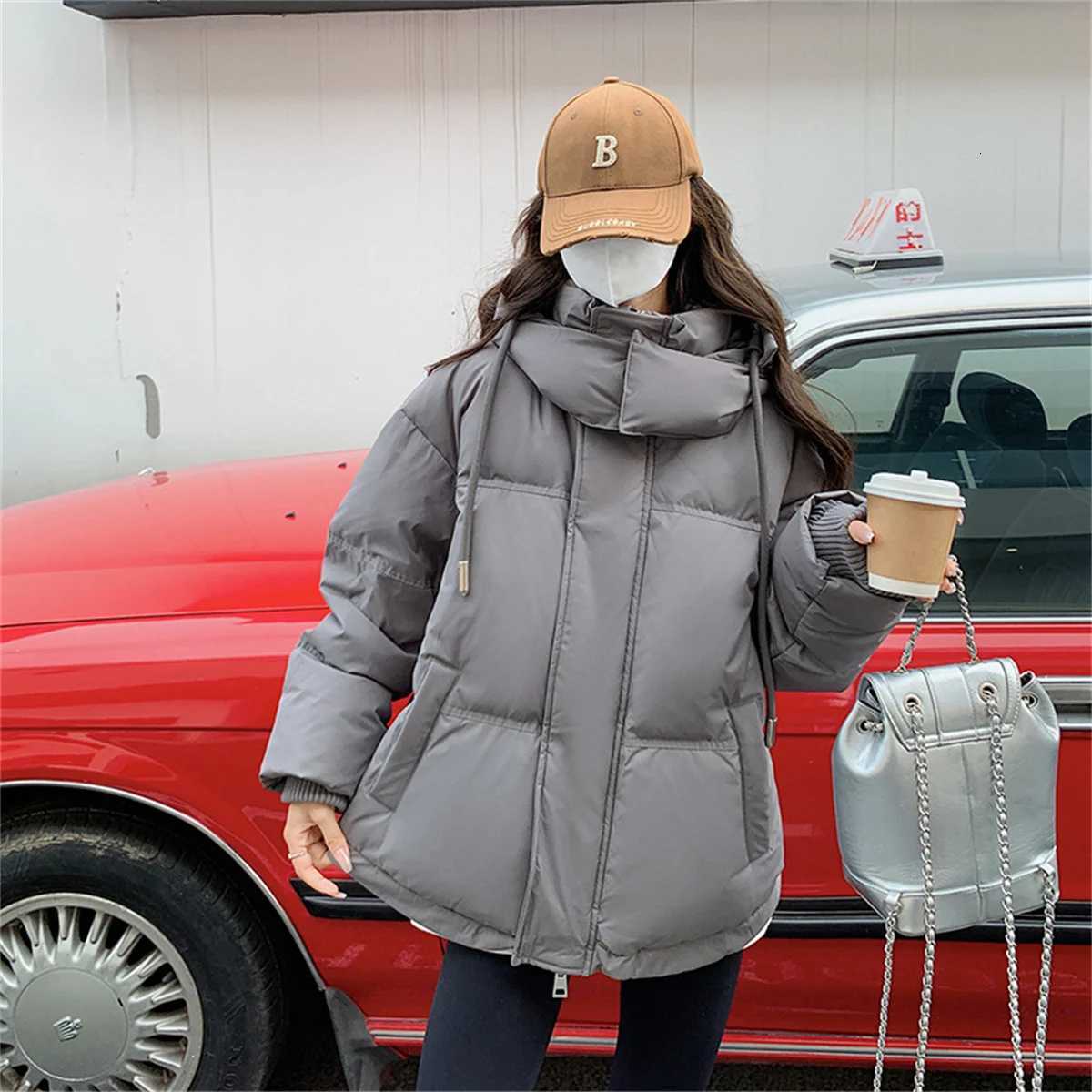 Womens Winter Warm Padded Jacket Coat 2025 New Down Cotton Hooded Solid Thick Parka Waterproof Puffy Korean Fashion OutdoorT251201