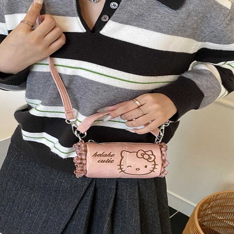 Sanrio Hello Kitty cute cartoon embroidered lace mini womens bag new fashion crossbody handbag multiple colors optional H251201