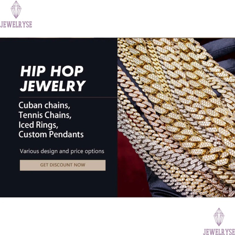 Iced Out 20 Mm Vvs Moissanite Dia Thick Prong k Chain Sterg Sier Miami Cuban Necklace For Men Gifts