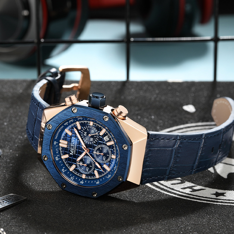 MEGIR Designer Trendy Brand Men's Watch Versatile Waterproof Business Quartz Watch 2213 Steel Rim Luxury Hot Selling Wristwatch Festival Gift Fre