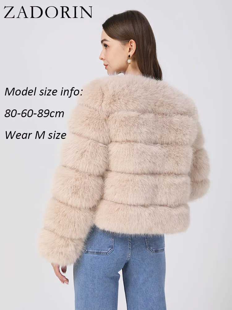 ZADORIN Long Sleeve Faux Fox Fur Coat Women Winter Fashion Thick Warm Fur Coats Outerwear Fake Fur Jacket Woman ClothingT251201