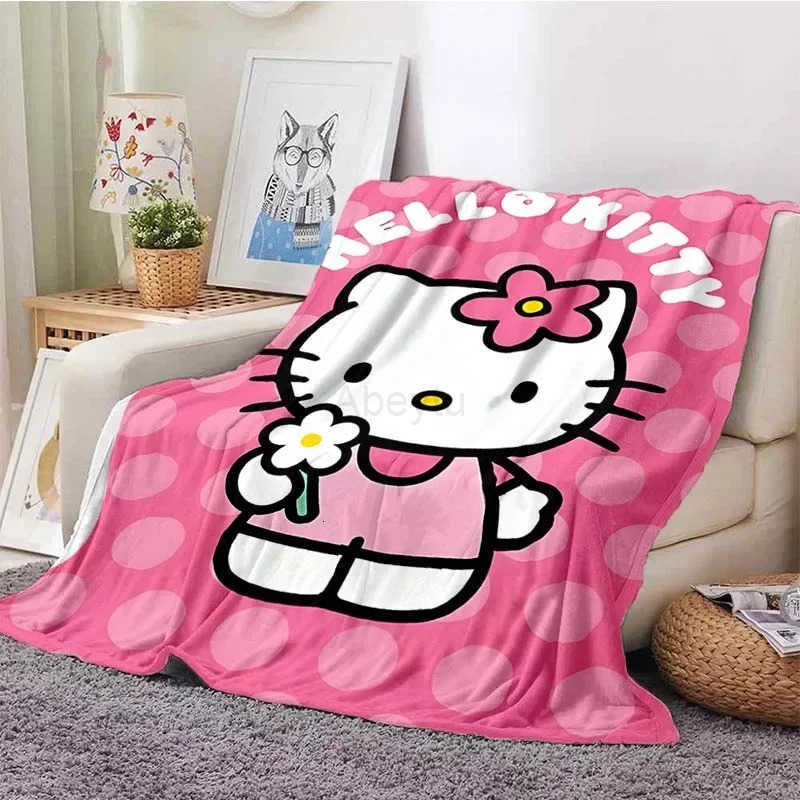 Sanrio Hello Kitty Blanket for Sofa Bed King Size Cute Cat Soft Flannel Throw Fluffy Bed Blanket New Born Winter Blanket Gift H251201