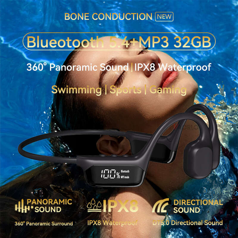Famous Brand Cross Border New S Digital Display True Bone Conduction Bluetooth With GB Memory Ipx Waterproof Swimming Earphones