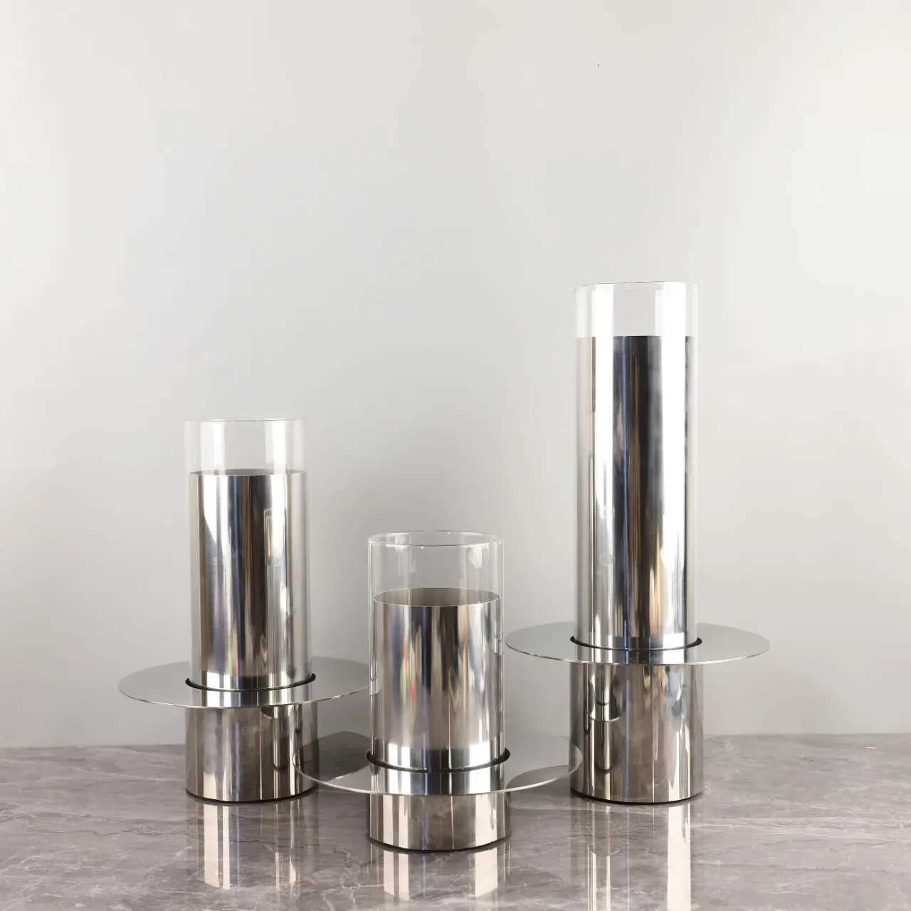 Metal Handicraft Flower Vase Geetry Stainless Steel Laminated Saucer Shape Artistic Floral Arrangement He Decoration Y251201