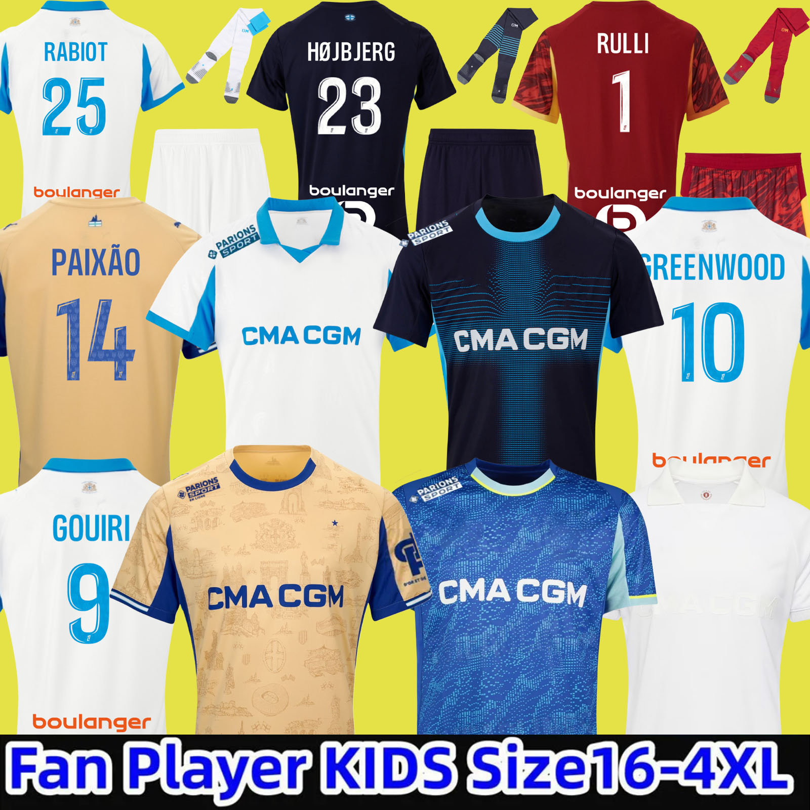 24 25 26 maillot de foot GREENWOOD 125th Anniversary Soccer jerseys OUNAHI harit 2025 2026 OM man and KIDS football shirt hommes enfants BALERDI RONGIER FANS player