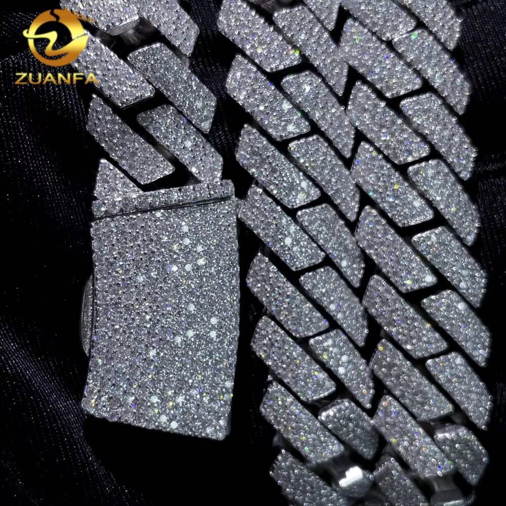 Cheapest Price Promotion 15mm Men Necklace Custom Clasp Iced Out Moissanite Solid 925 Silver Hip Hop Jewelry Cuban Link Chain